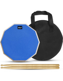 Arborea Drum Practice Pad 12 Inch Rubber Silent Drum Pad with Hickory Drum Sticks & Storage Bag Black Snare Drum Practice Pad (Blue) ARD
