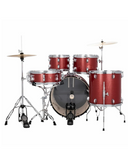 Ludwig Accent 5-piece Complete Drum Set with 22 inch Bass Drum and Wuhan Cymbals - Red Sparkle LC19514