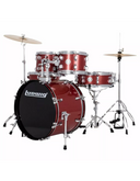 Ludwig Accent 5-piece Complete Drum Set with 22 inch Bass Drum and Wuhan Cymbals - Red Sparkle LC19514